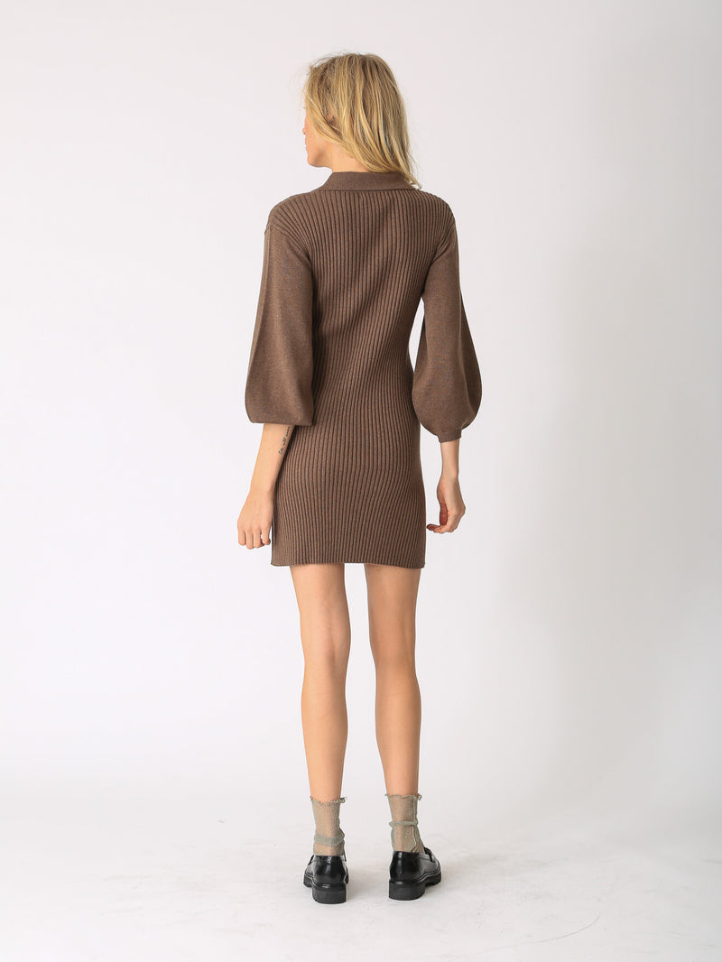 Avery Rib Knit Dress - Cocoa