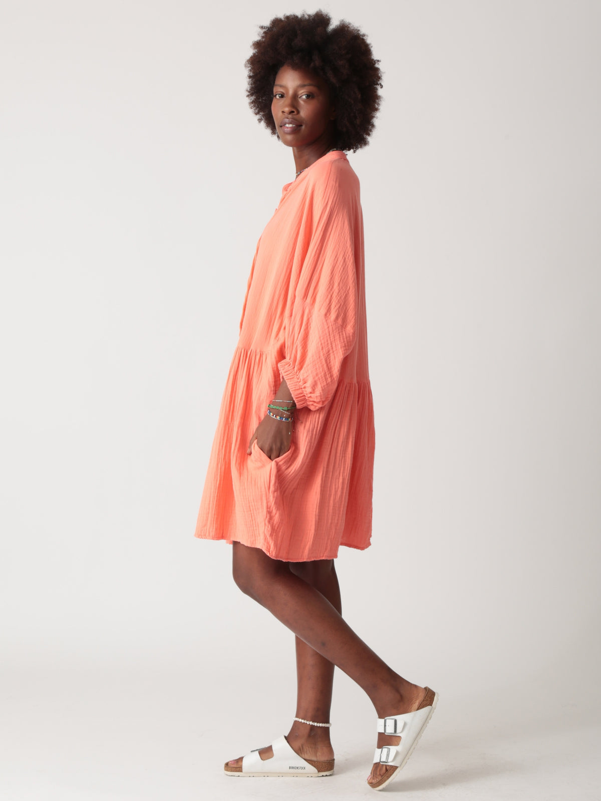 Issa Gauze Dress - Coral