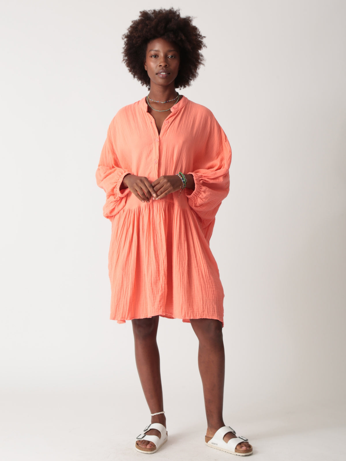 Issa Gauze Dress - Coral