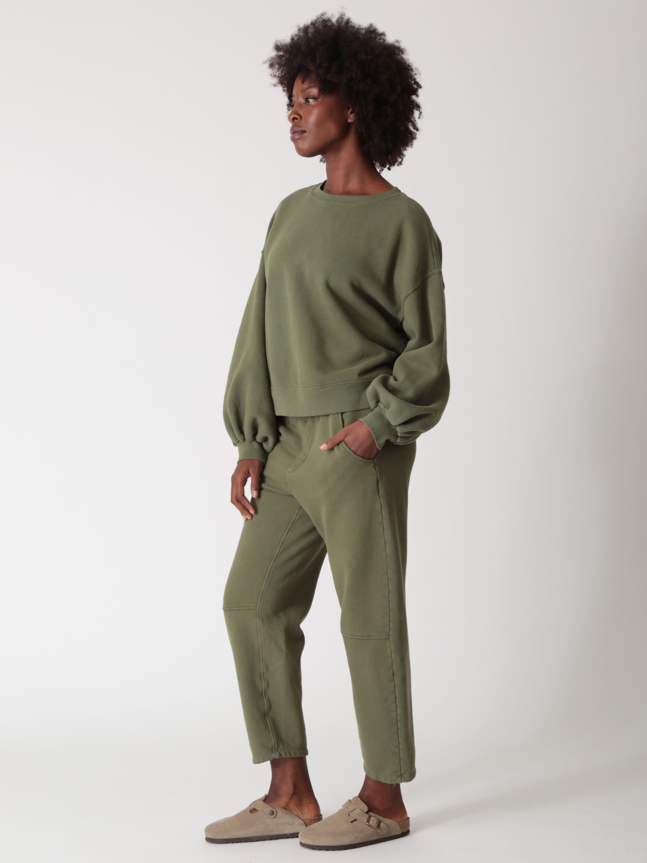新品　bluelea Sweat balloon pullover Balloon Sweatshirt-chunky flce Olive – Electric & Rose Clothing