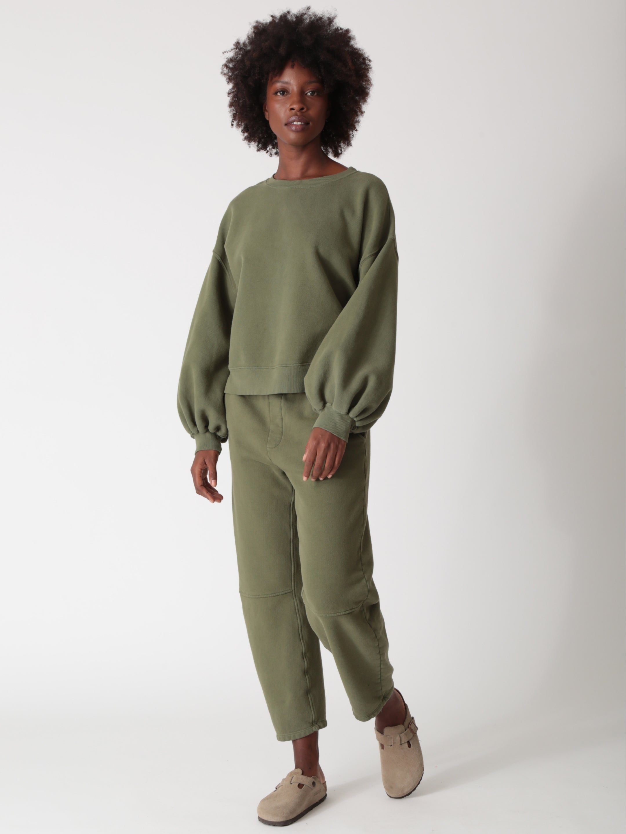 Balloon Sweatshirt-chunky flce Olive – Electric & Rose Clothing