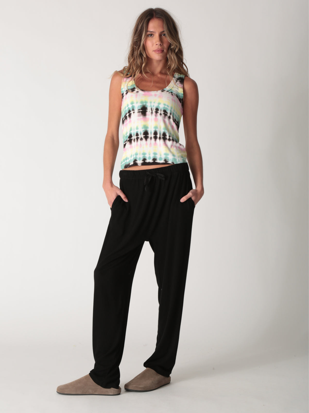 Paula Rib Tank - Ivory Bolt