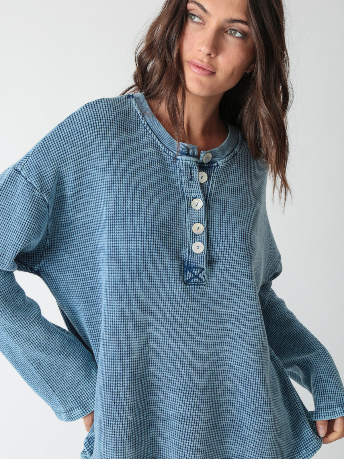 Kate Thermal Henley - Acid Indigo