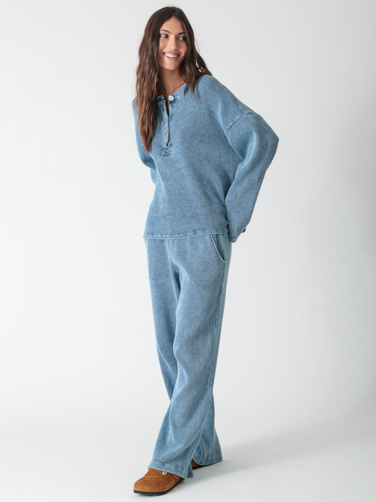 Kate Thermal Henley - Acid Indigo