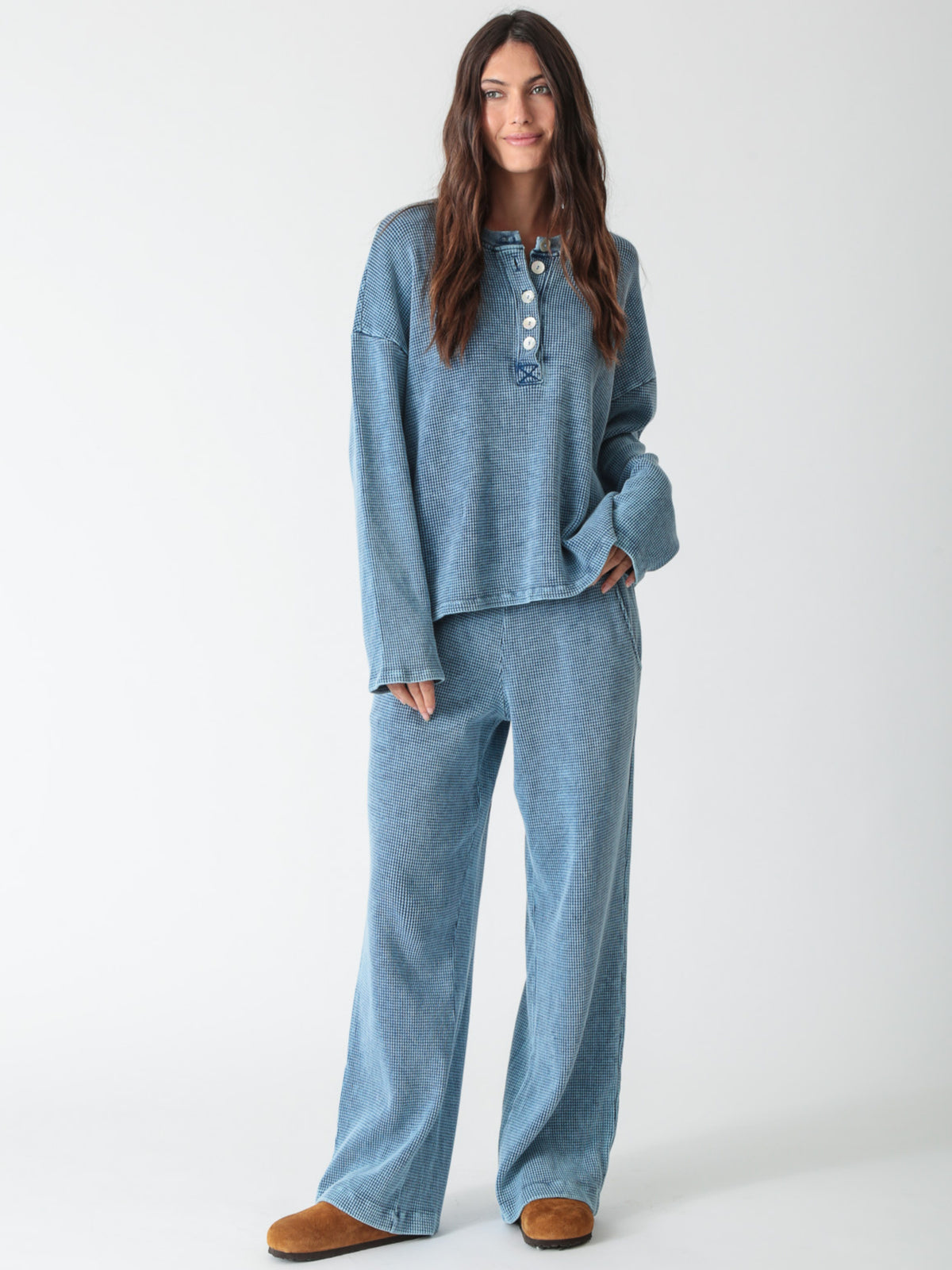 Kate Thermal Henley - Acid Indigo