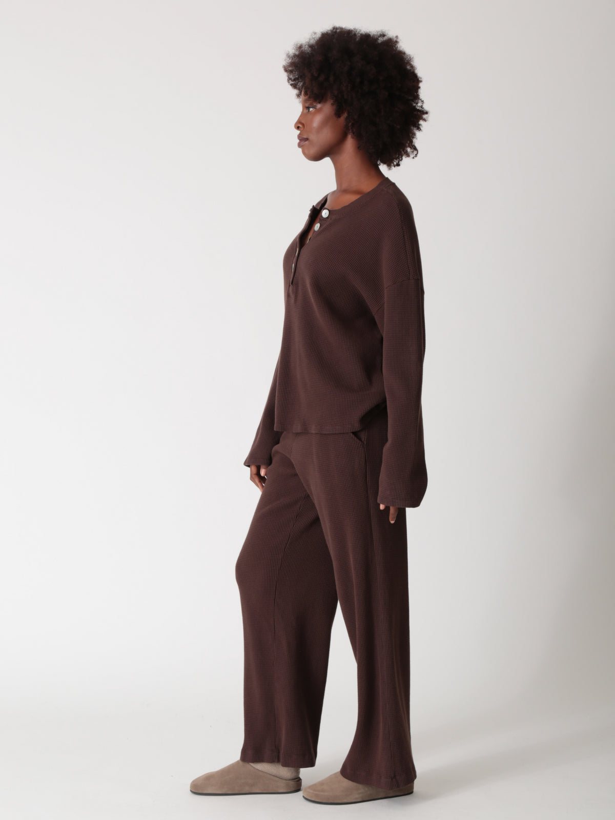 Kate Thermal Henley - Cocoa