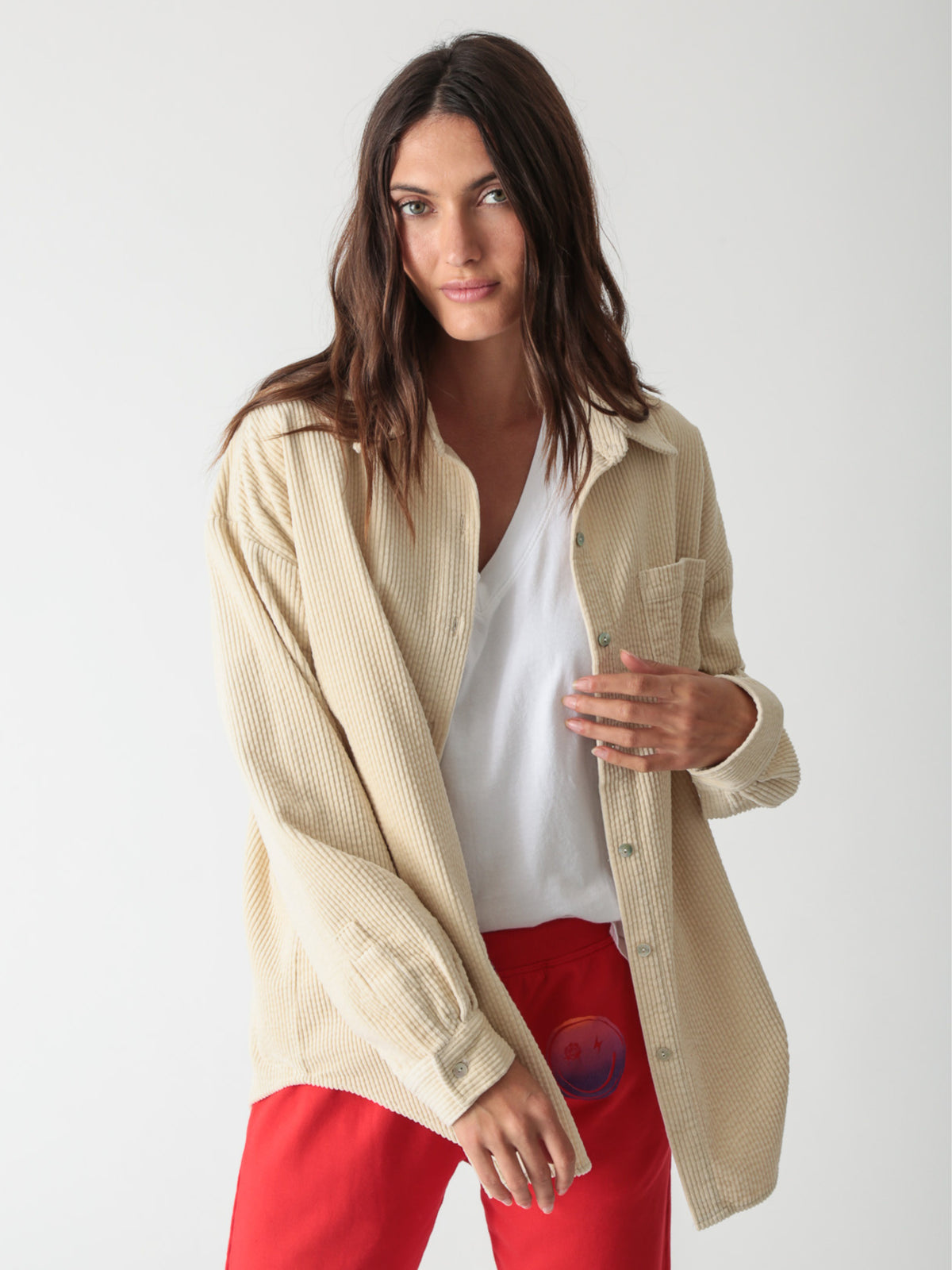 Boyfriend Shirt - Bone Corduroy