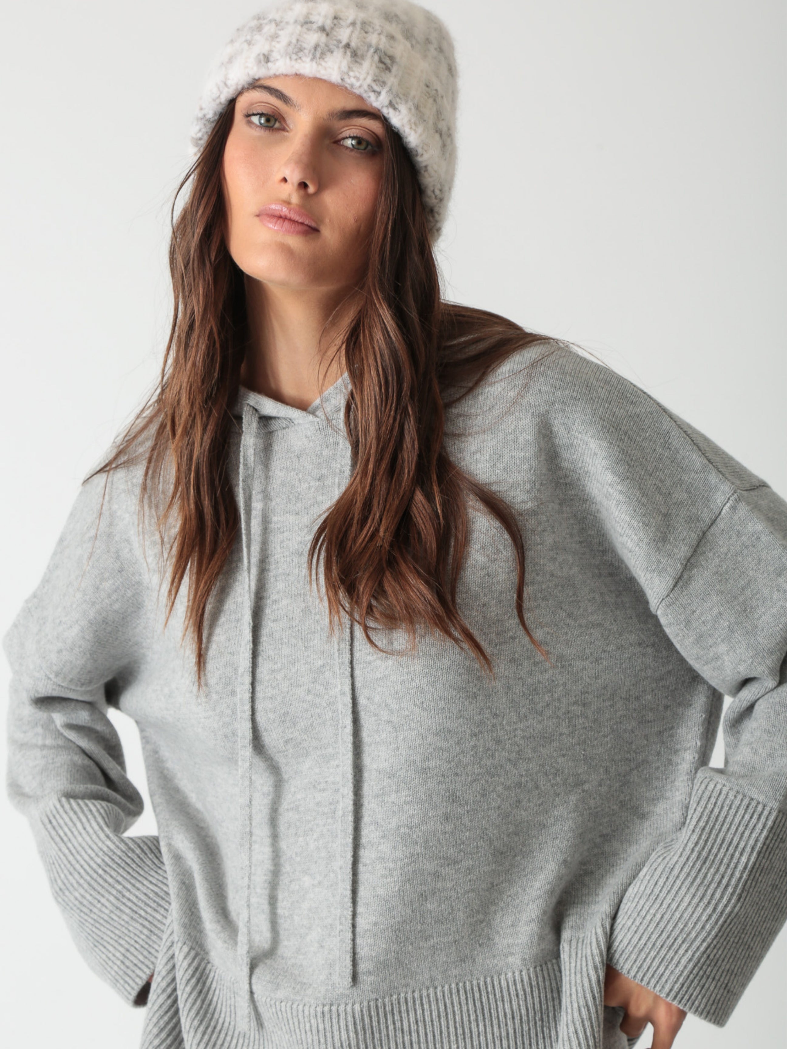 Signature Knit Hoodie Light Heather Grey – Electric & Rose Clothing