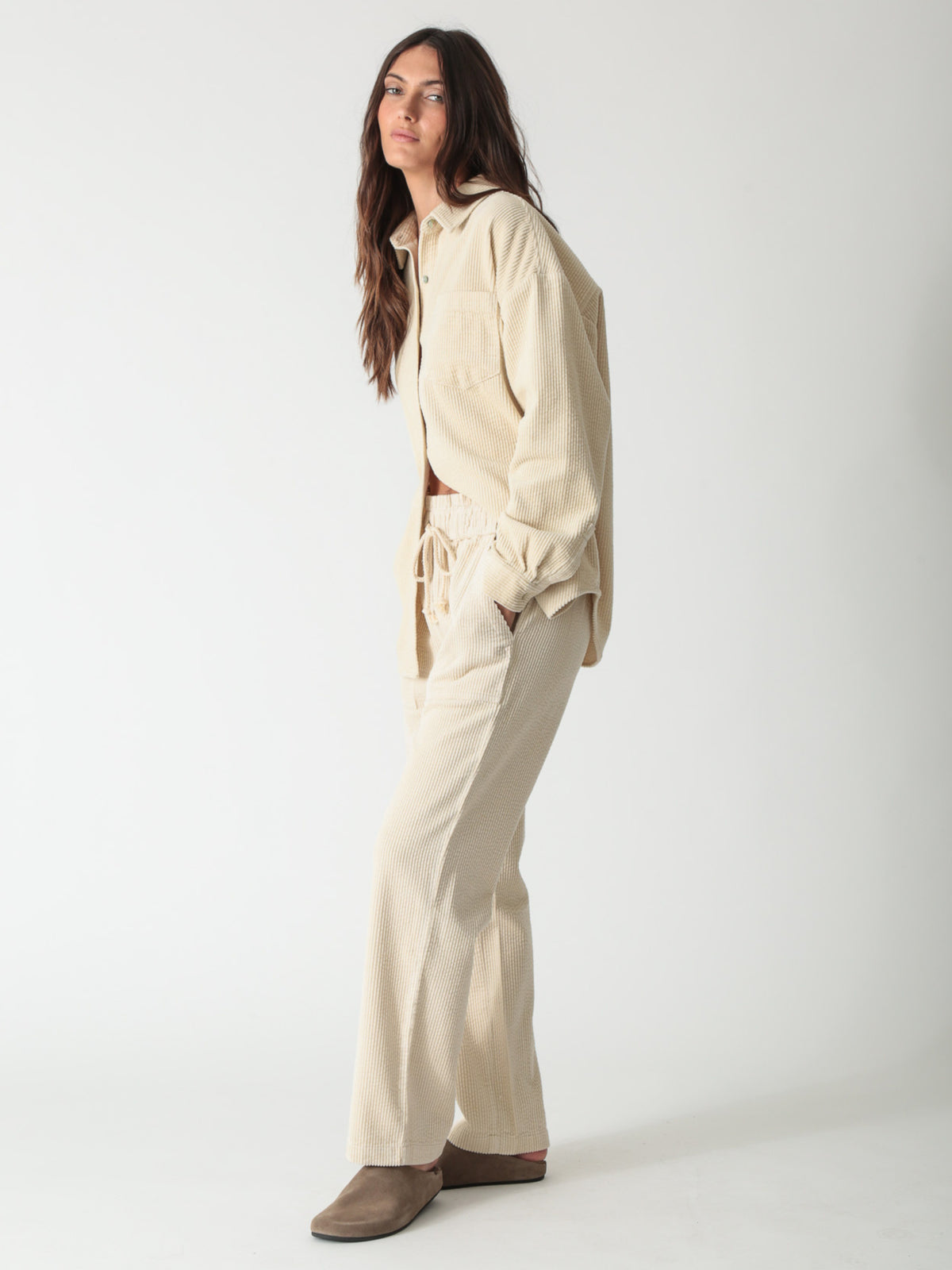 Boyfriend Shirt - Bone Corduroy