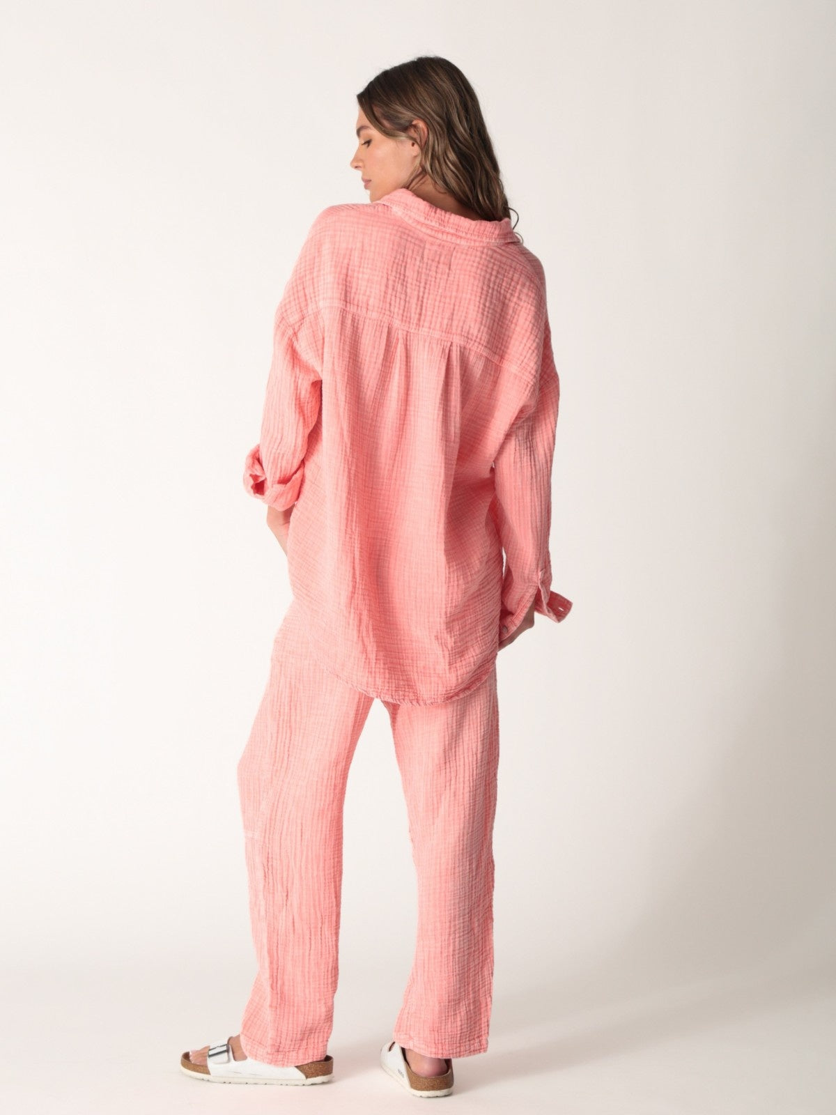 Boyfriend Gauze Shirt - Salmon