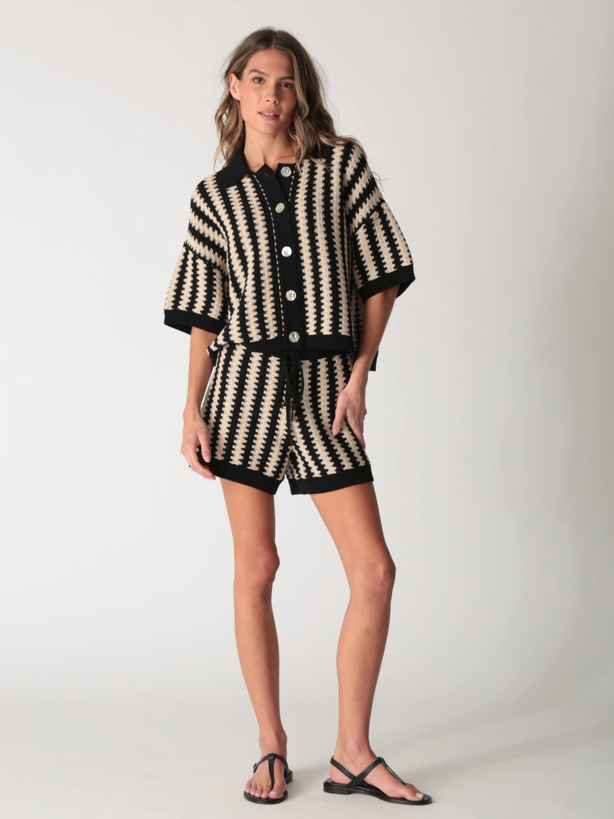 Jacklyn Knit Shirt - Onyx / Natural