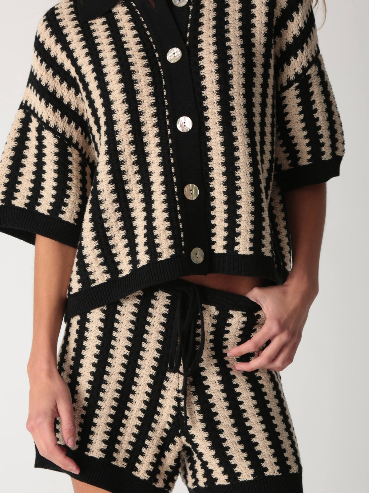 Jacklyn Knit Shirt - Onyx / Natural