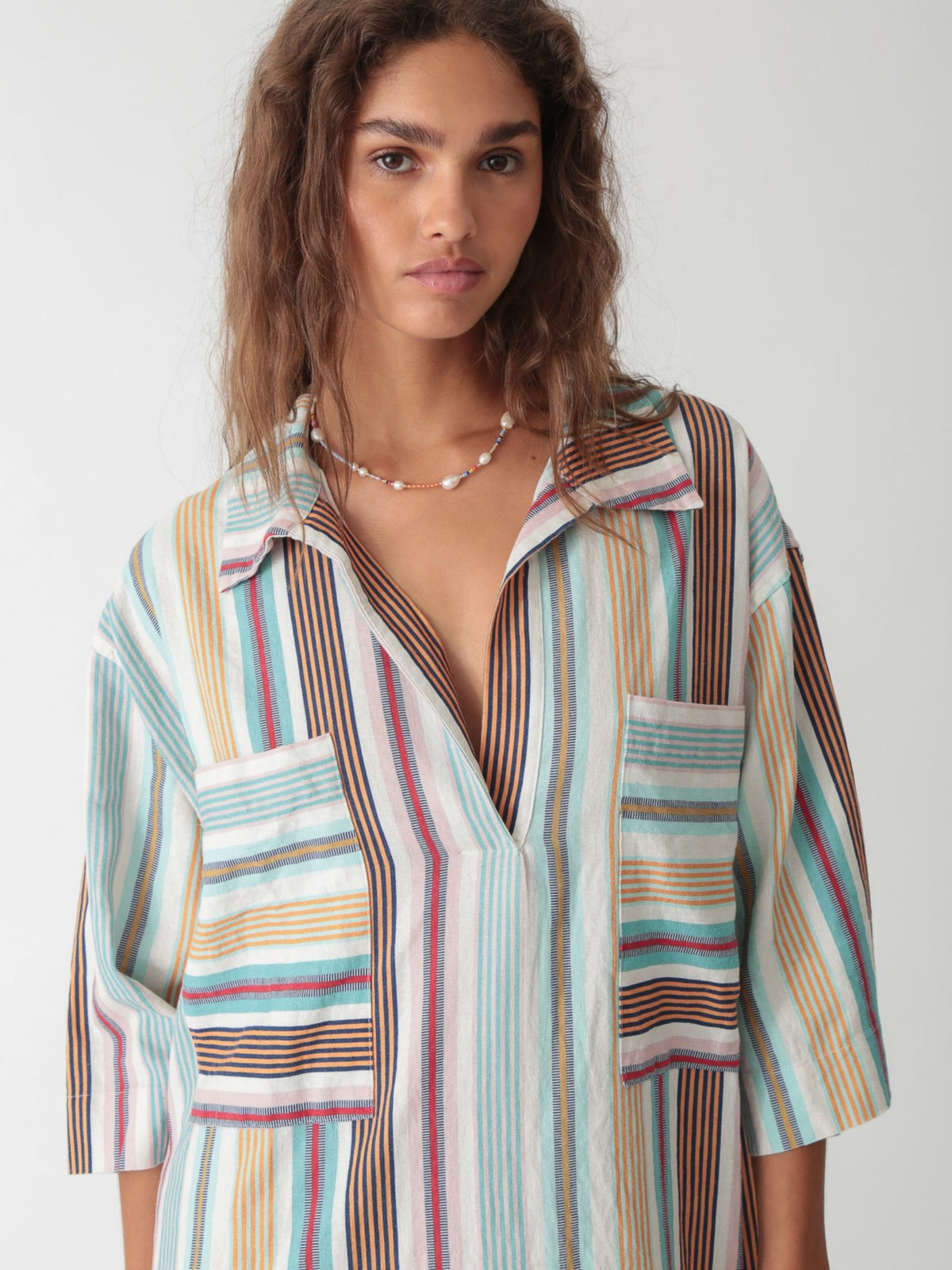 Mary Kaftan - Sky Blue Stripe