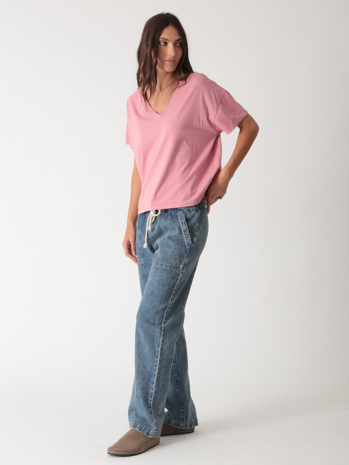 Chase V-Neck Tee - Dusty Rose