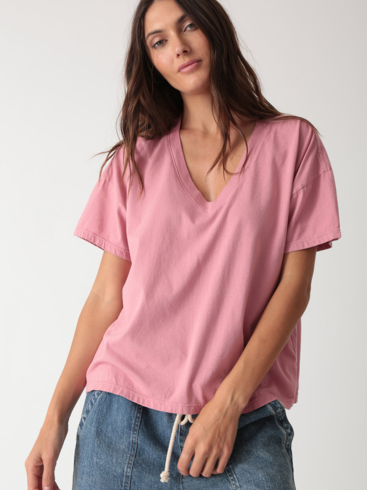 Chase V-Neck Tee - Dusty Rose