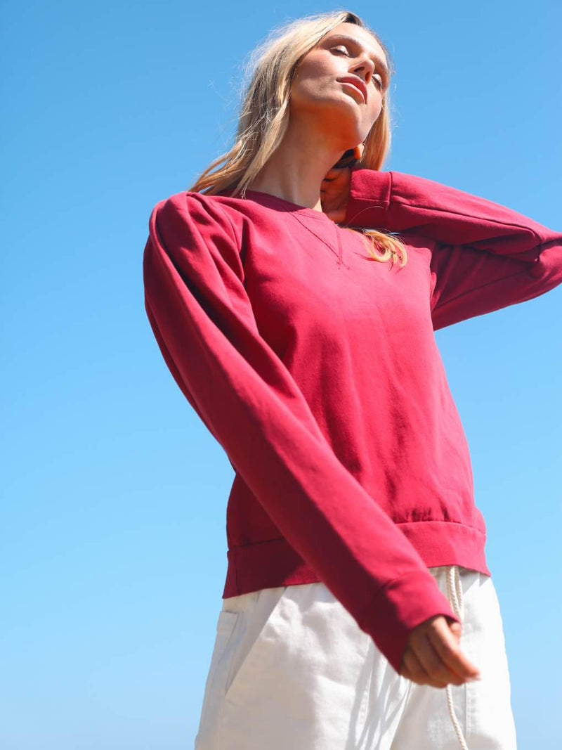 Lori Puff Sleeve Sweatshirt - Rouge