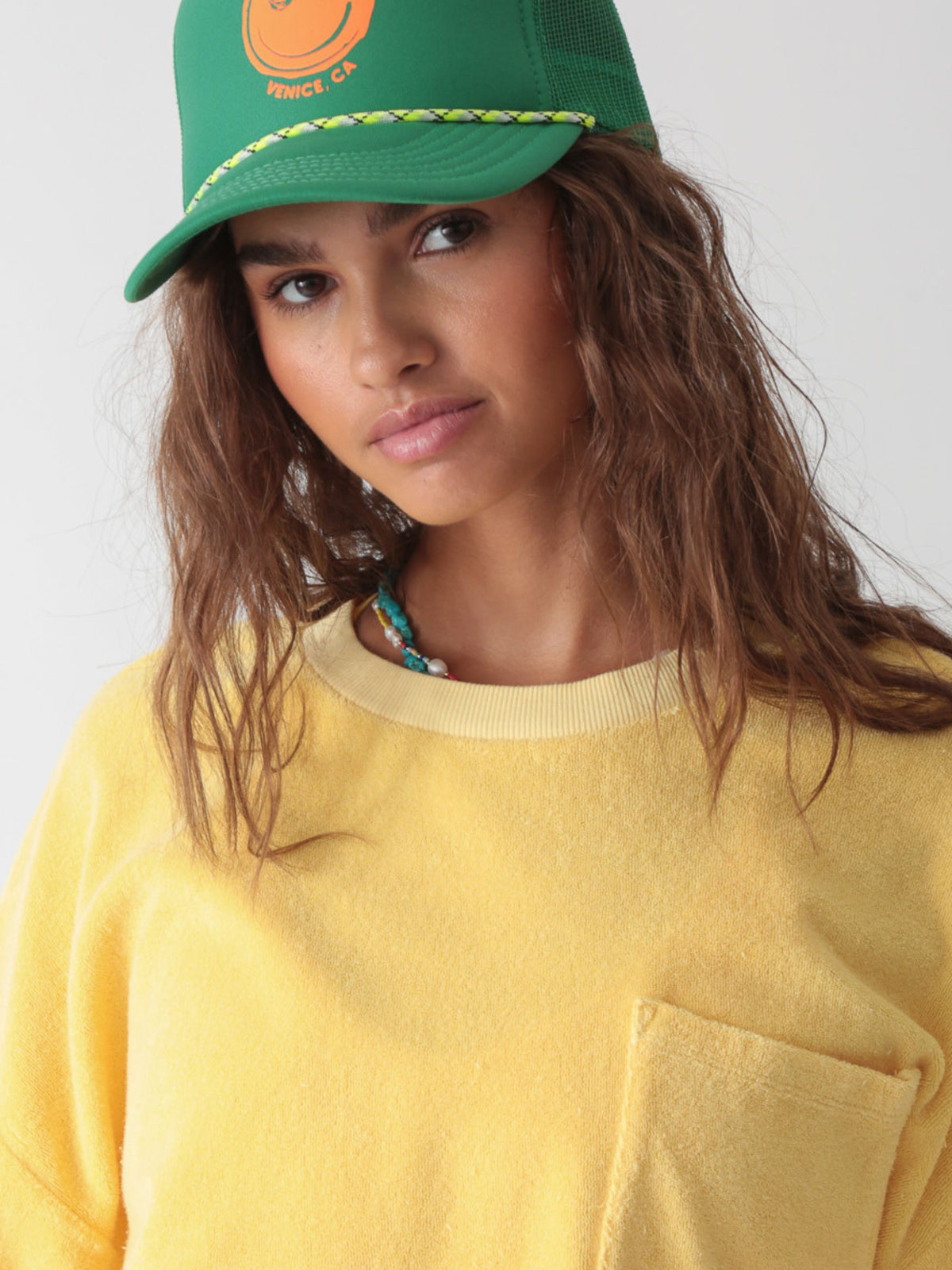 Smiley Trucker Hat - Kelly Green / Orange