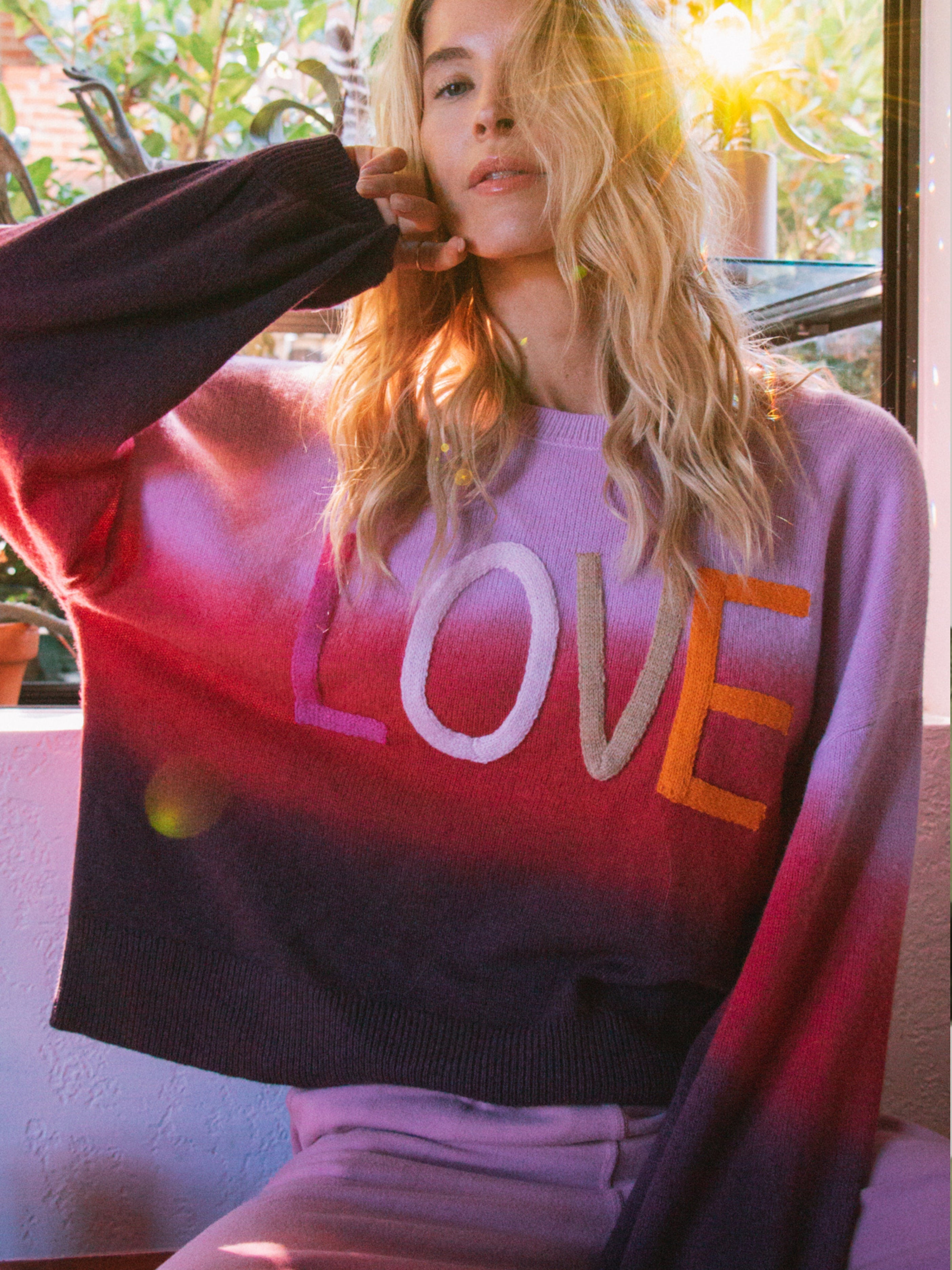 新品　bluelea Sweat balloon pullover Balloon Sweater-Love Pink Multi – Electric & Rose Clothing