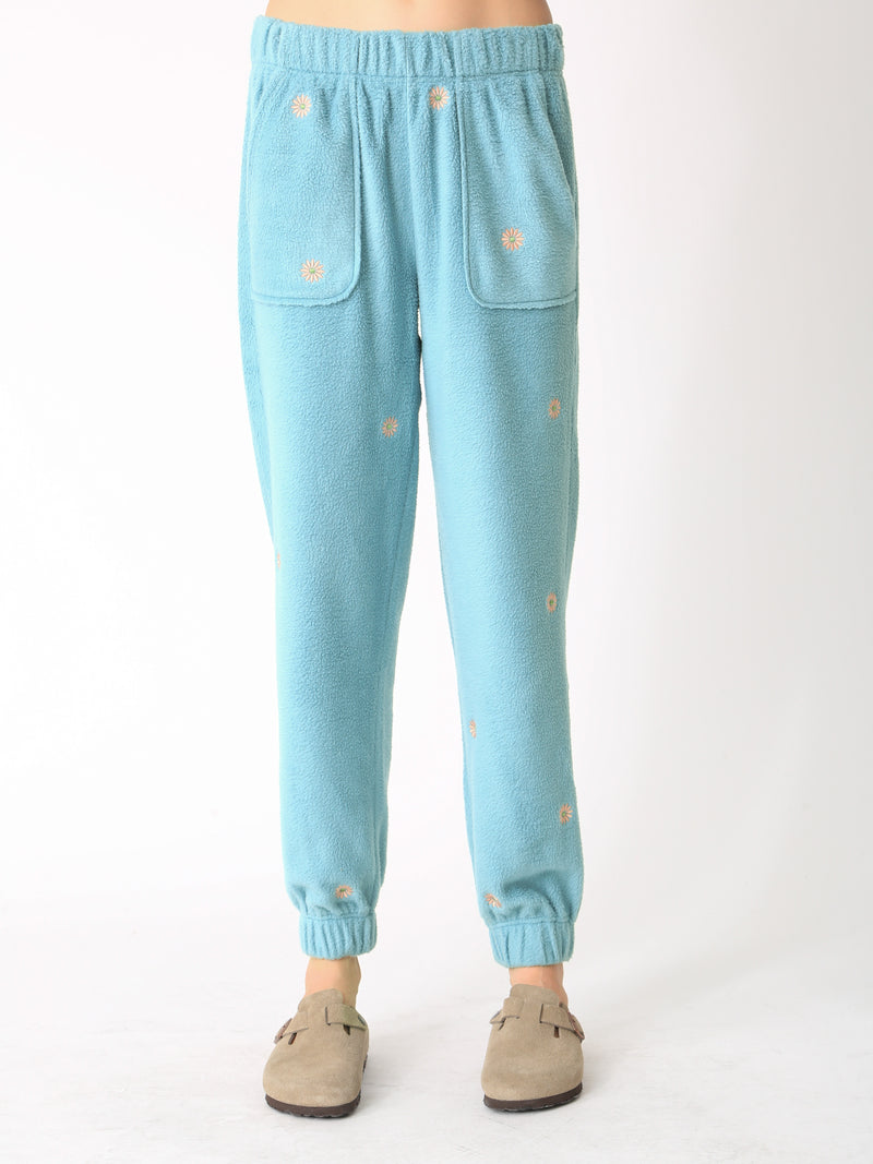 Hayden Sherpa Sweatpant - Daisy Embroidery