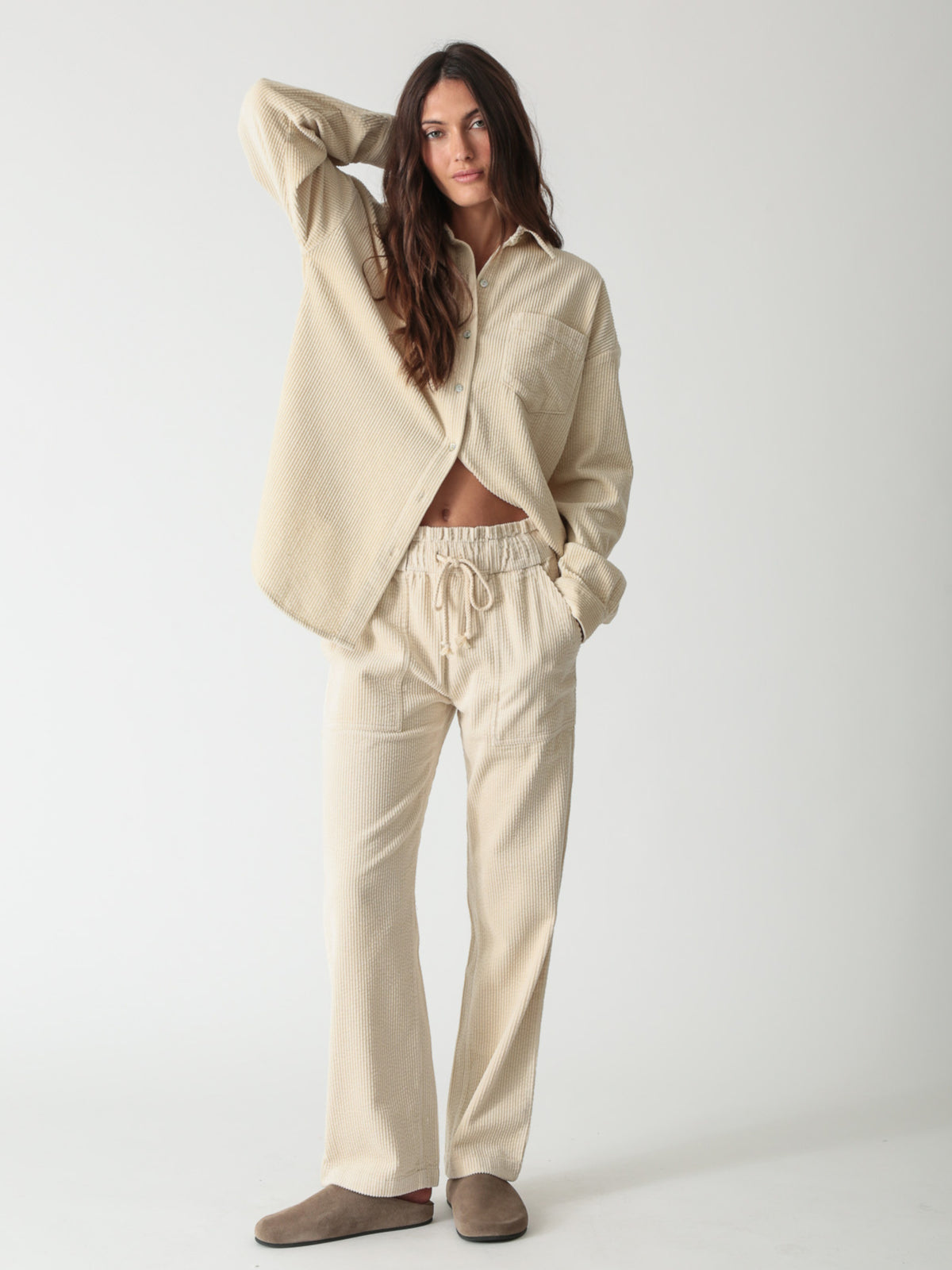 Boyfriend Shirt - Bone Corduroy