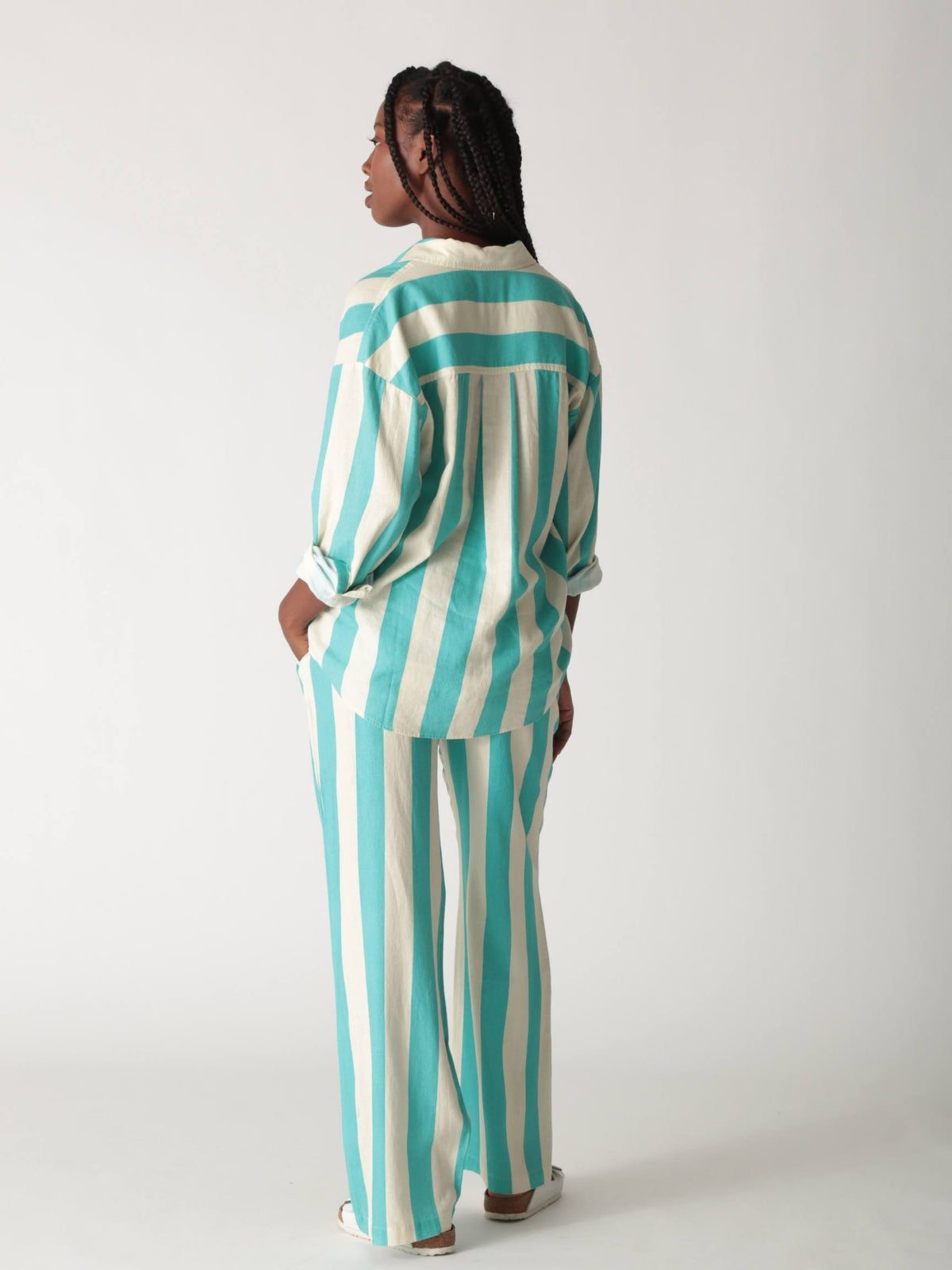 Boyfriend Shirt - Teal Stripe