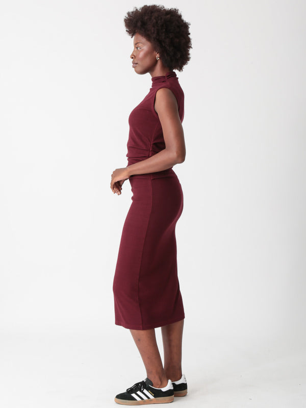 Eli Rib Dress - Merlot