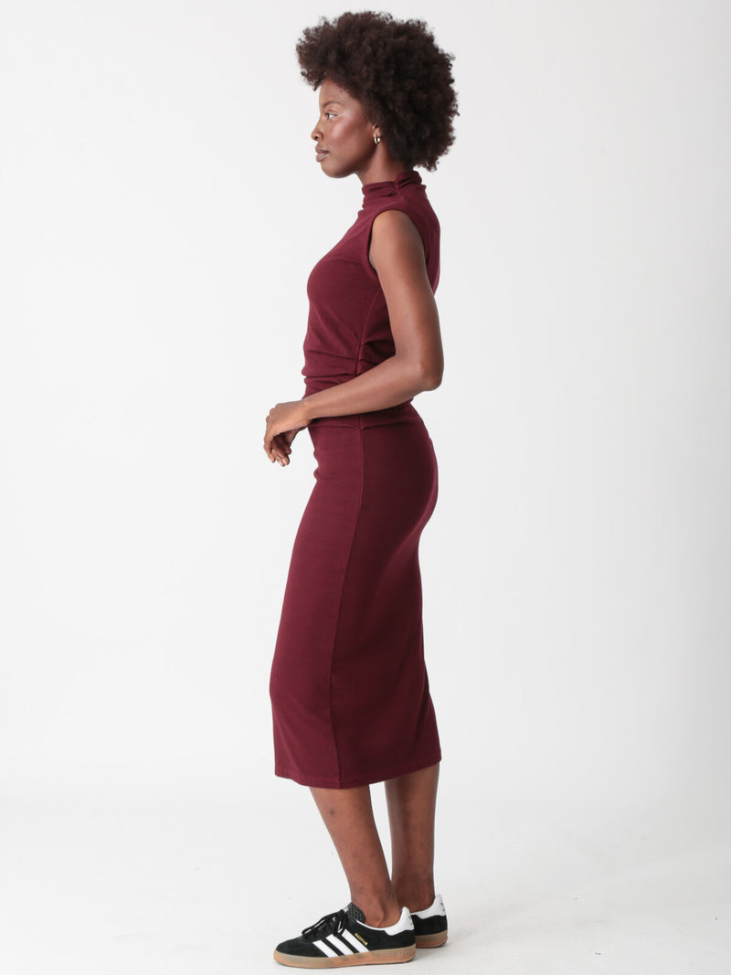 Eli Rib Dress - Merlot