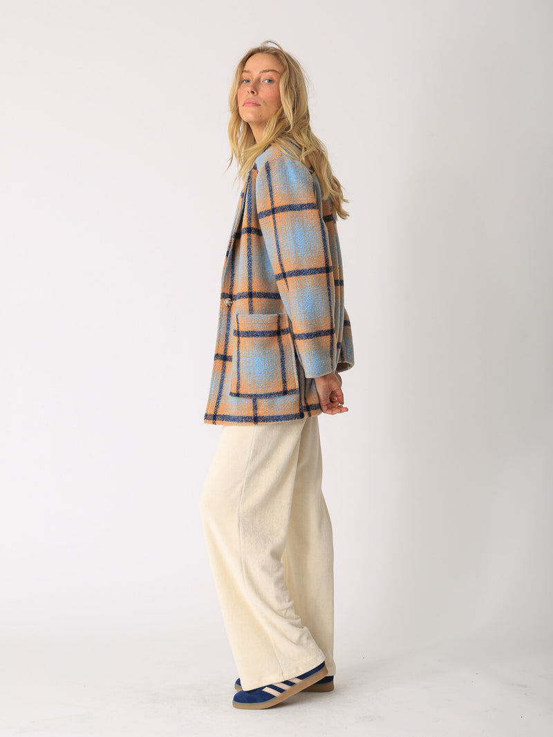 Madison Coat - Frost / Peach Plaid