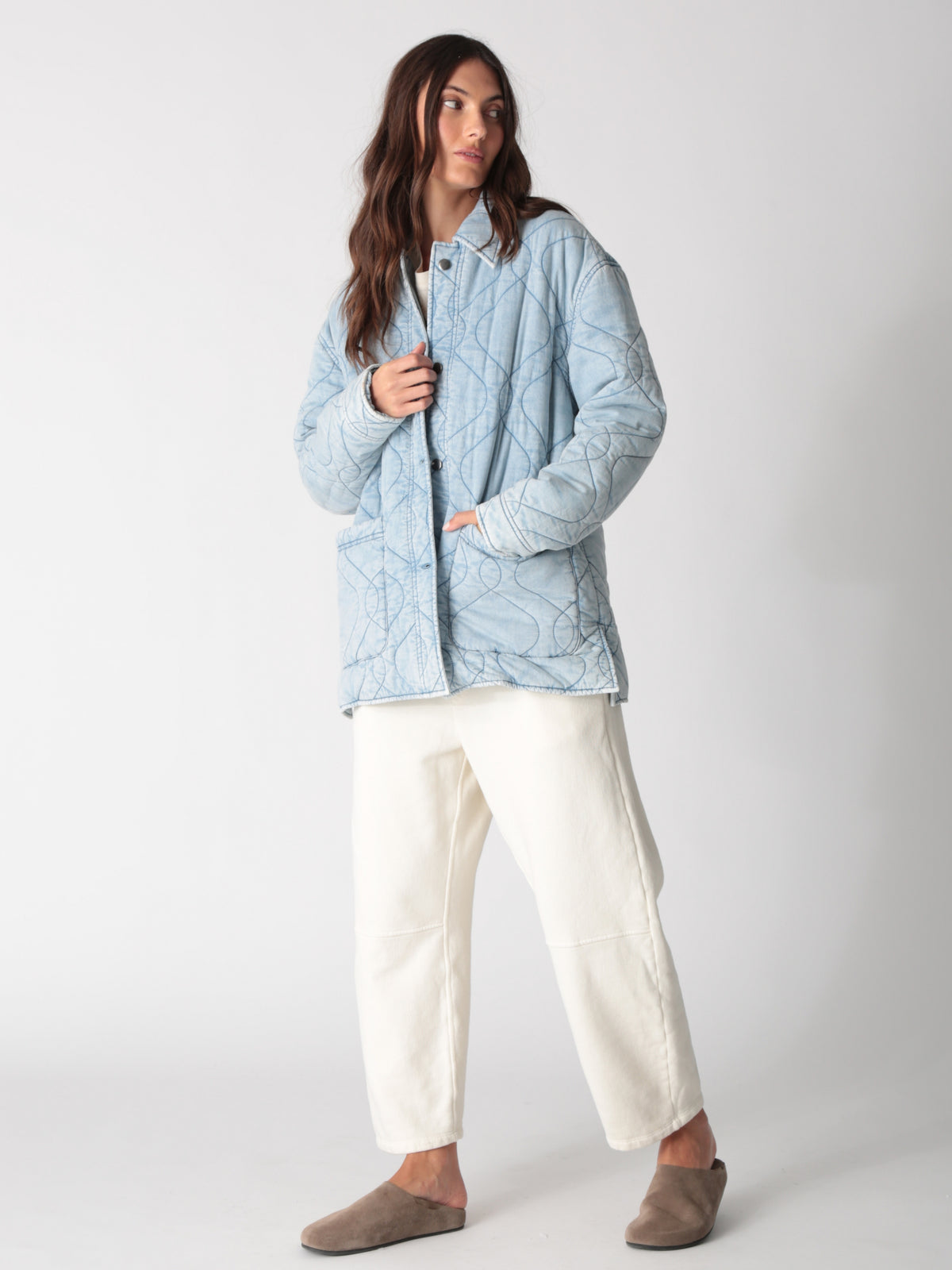 Quilted Chore Jacket - Acid Denim