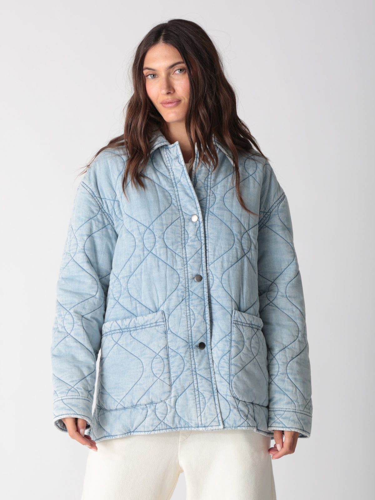 Quilted Chore Jacket - Acid Denim