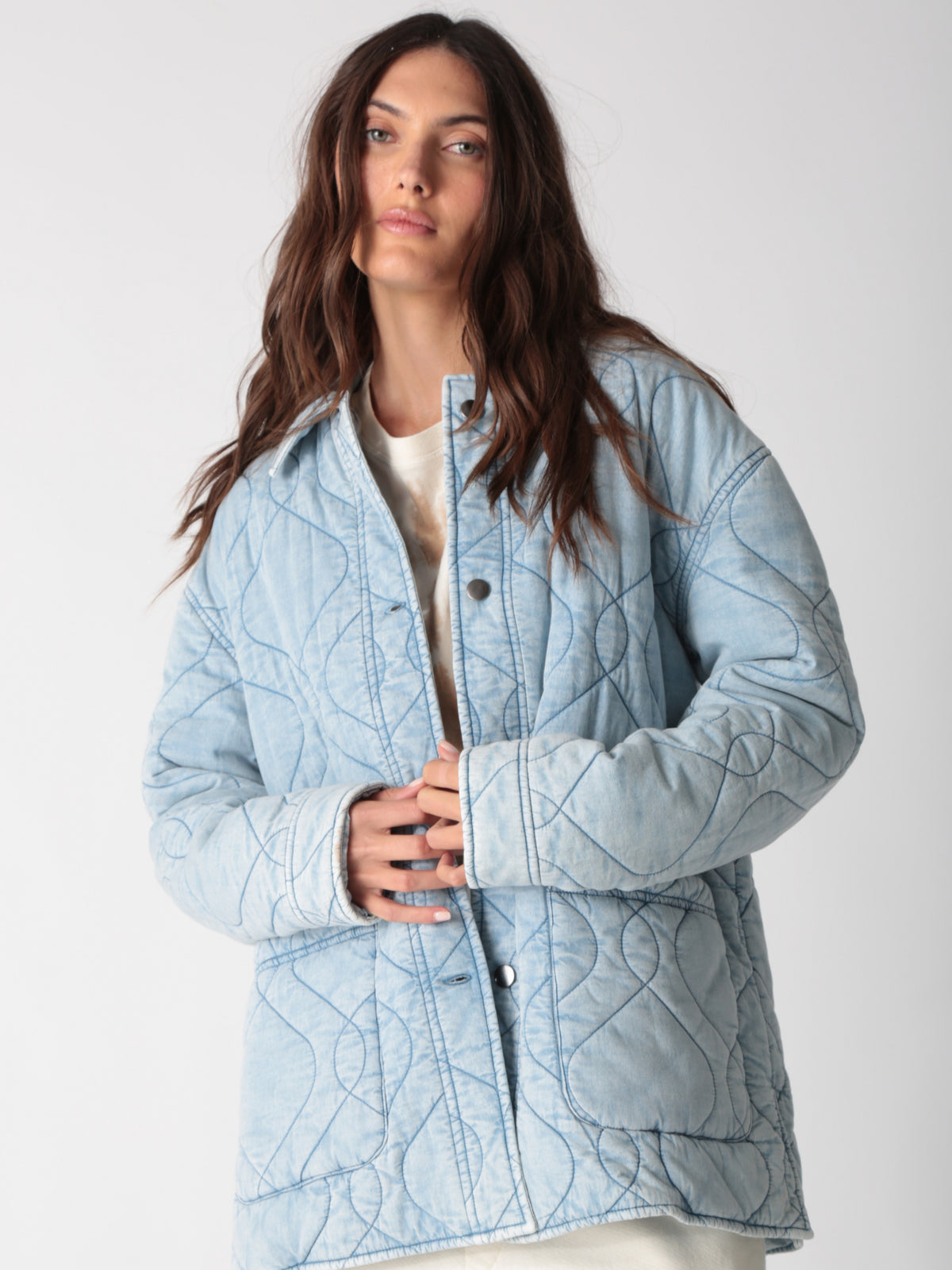Quilted Chore Jacket - Acid Denim