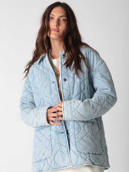 Quilted Chore Jacket-Acid Medium Denim Blue – Electric & Rose Clothing