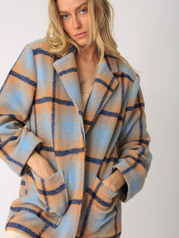 Madison Coat - Frost / Peach Plaid