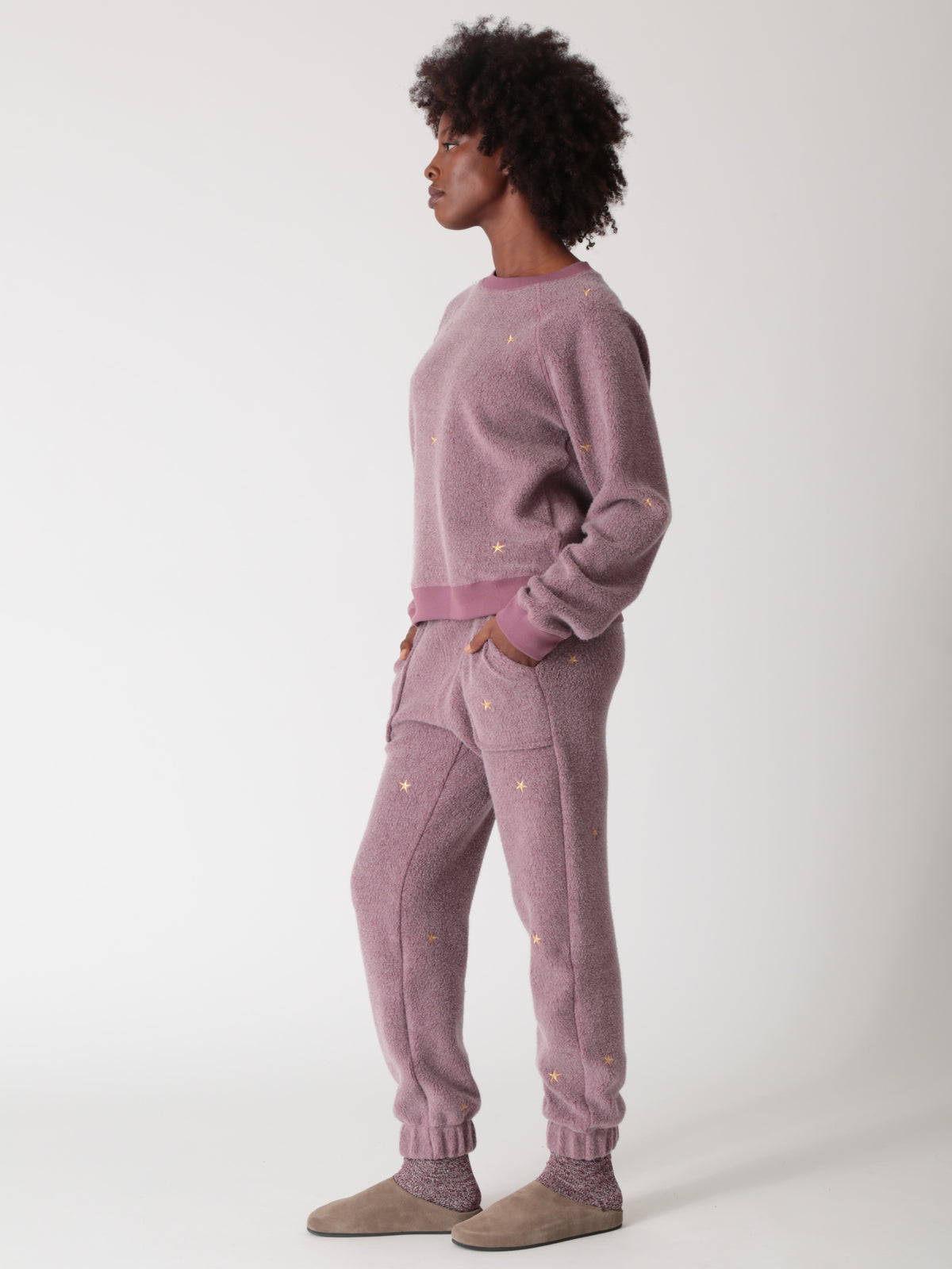 Ronan Sherpa Pullover - Gold Stars