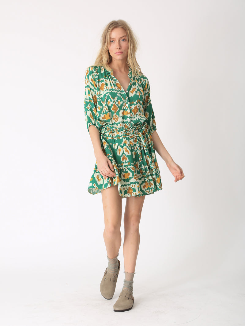 Clarissa Dress - Emerald Ikat