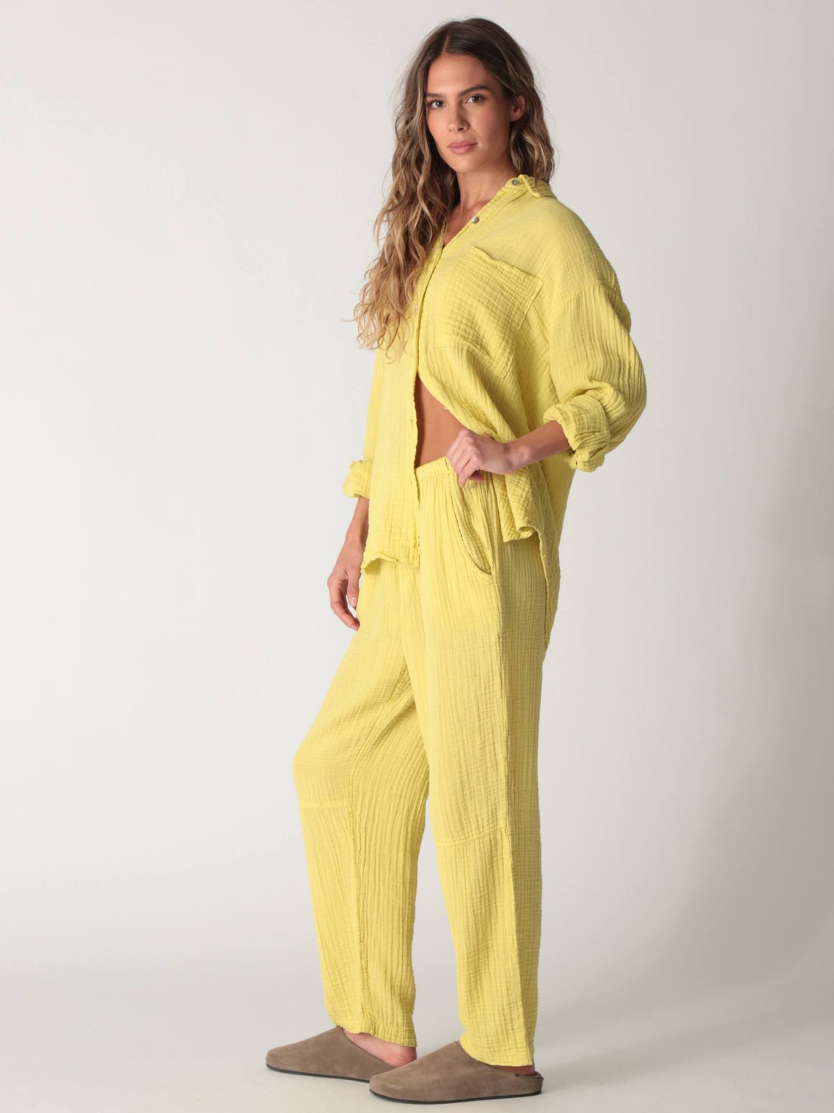 Boyfriend Gauze Shirt - Chartreuse