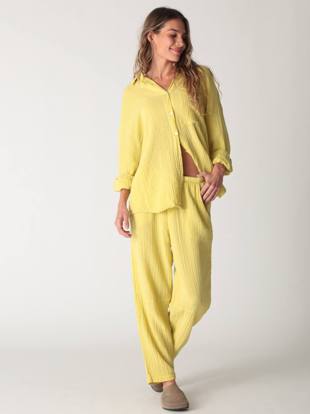 Boyfriend Gauze Shirt - Chartreuse