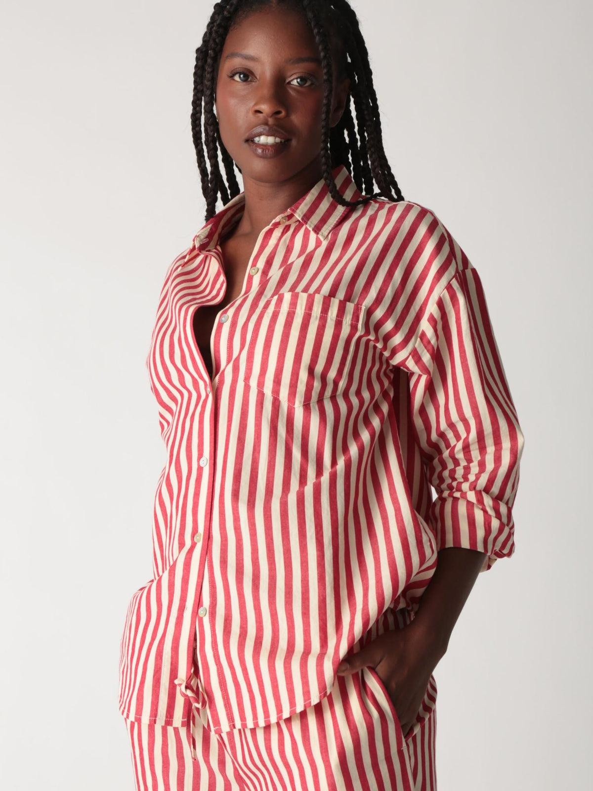 Boyfriend Shirt - Cherry Stripe