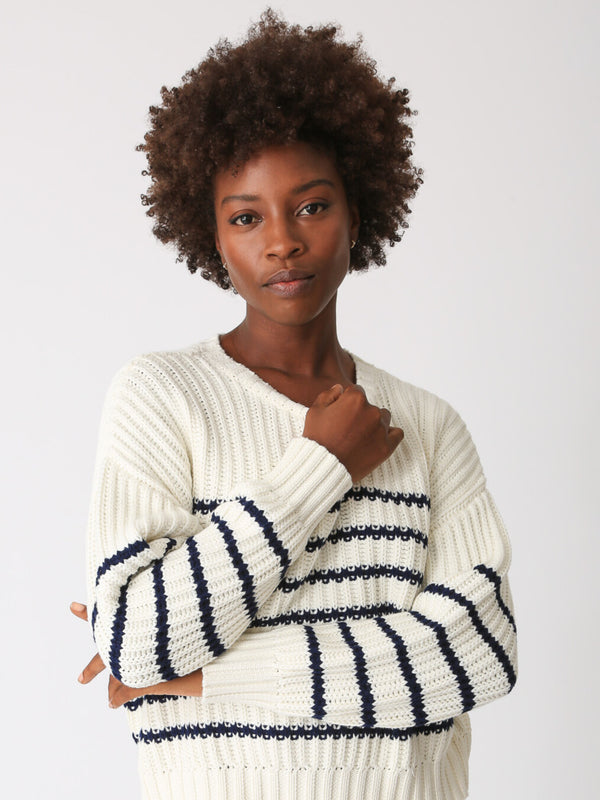 Nautical Sweater - Ivory / Indigo Stripe