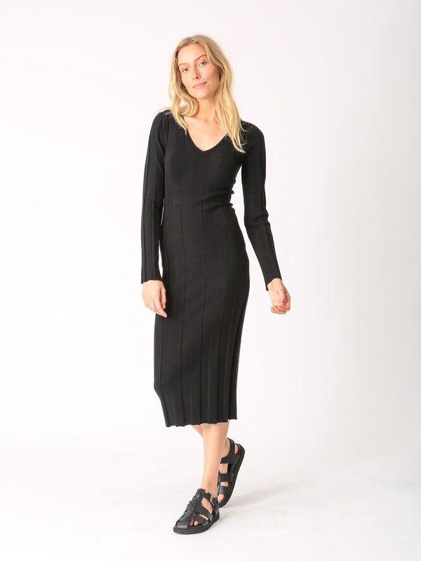 Nicola Ribbed Sweater Dress - Onyx