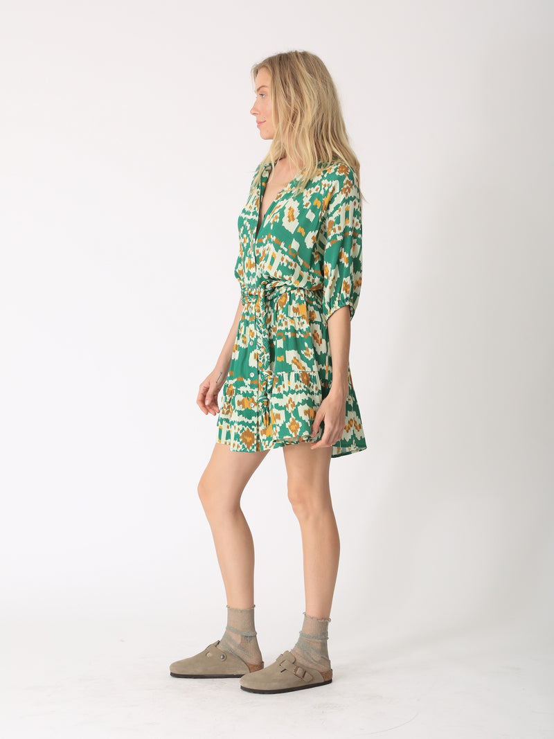 Clarissa Dress - Ikat Emerald