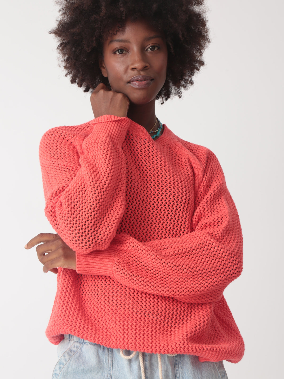 Chloe Sweater Coral – Electric Rose Clothing