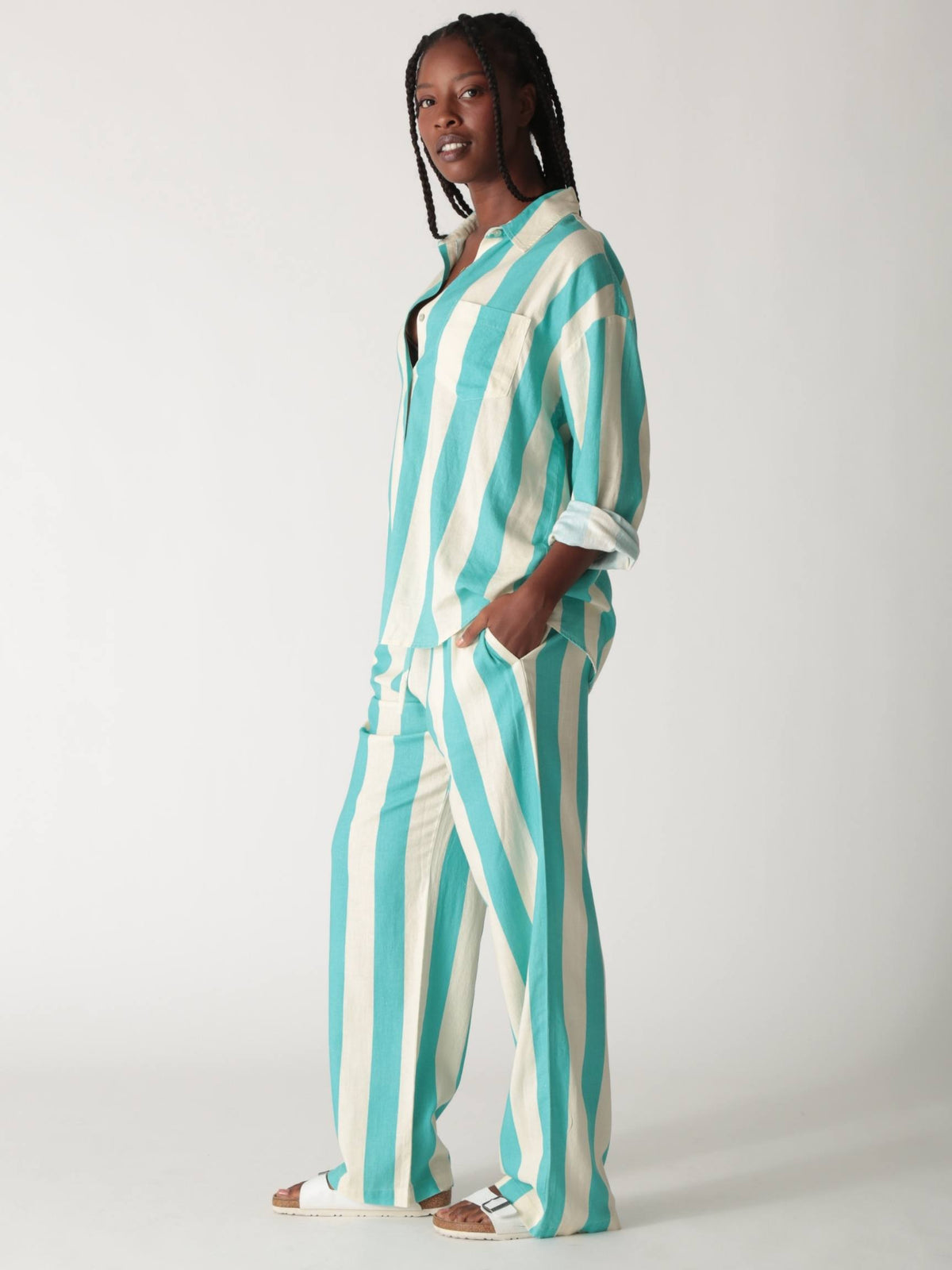 Pisces Pant - Teal Stripe