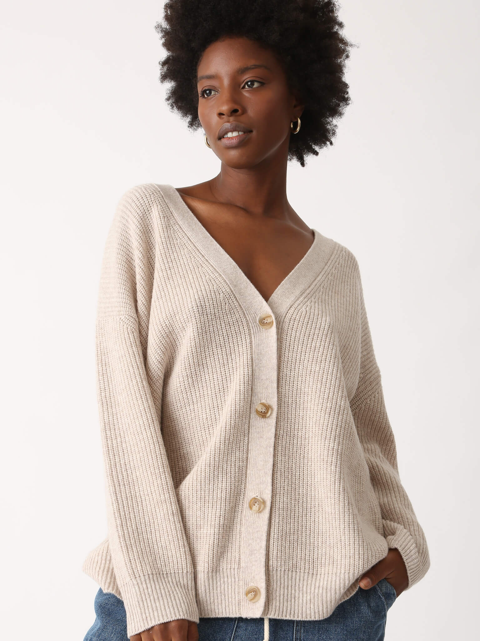 Hem & Thread Cuddle Weather Oatmeal Chunky Knit Cardigan – Shop