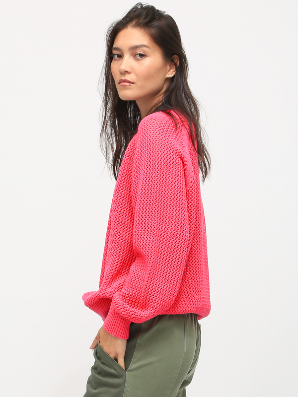 Chloe Cotton Sweater - Hot Pink