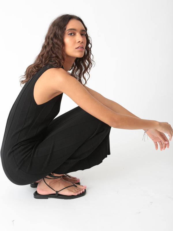 Dena Ribbed Knit Dress - Onyx