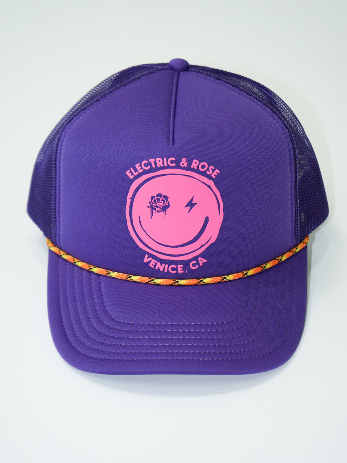 Smiley Trucker Hat - Neon Purple / Pink