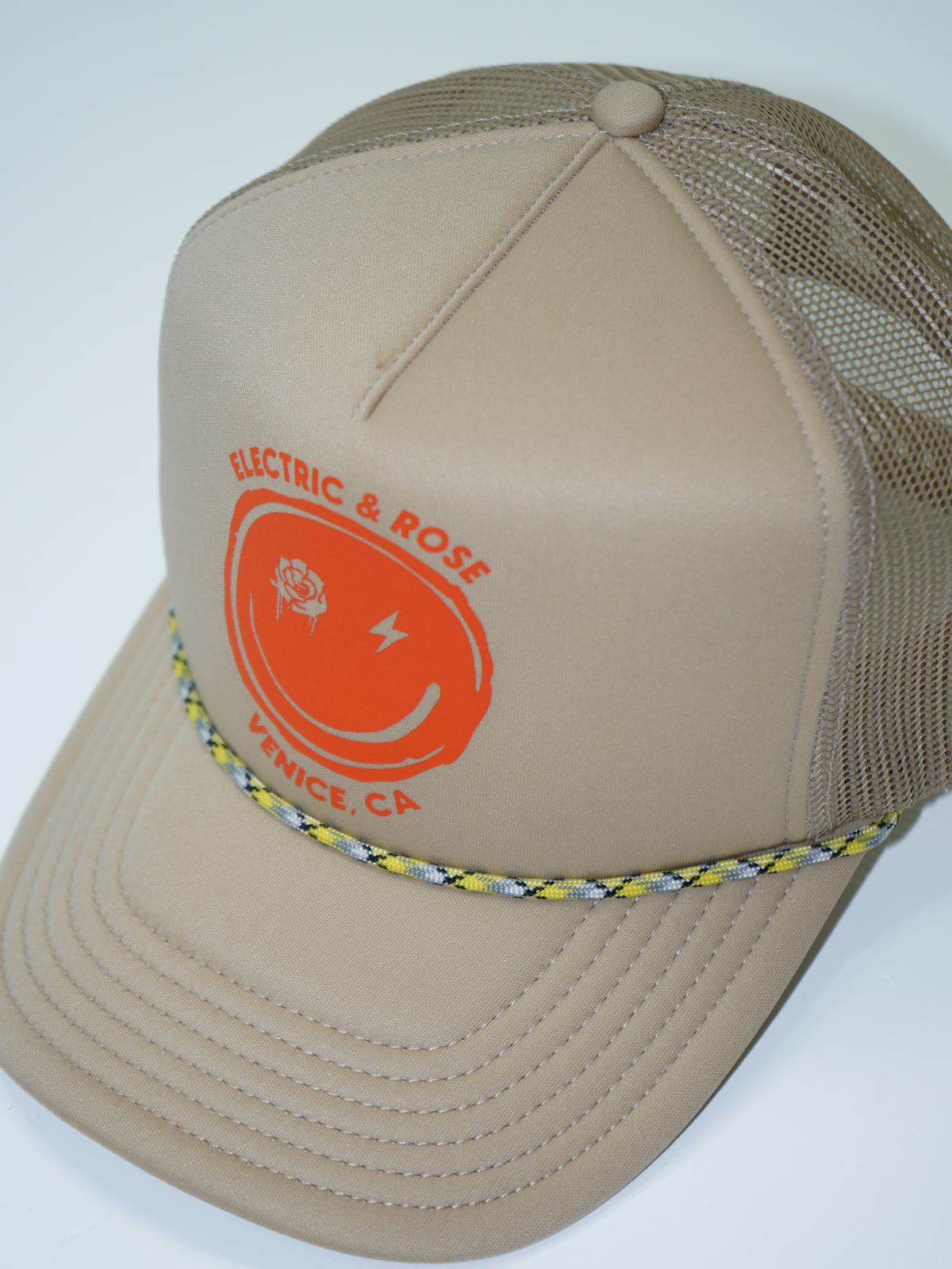 Smiley Trucker Hat - Beige / Orange