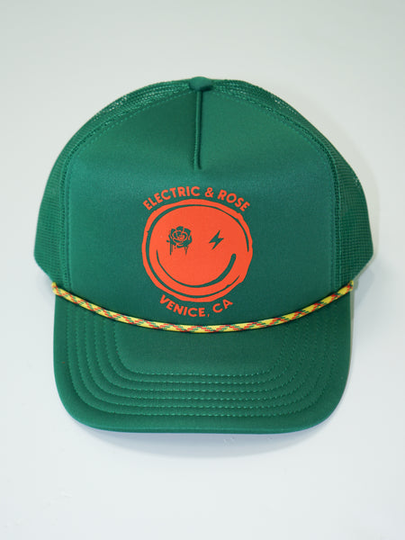 Smiley Trucker Hat-Neon Kelly Green/Orange – Electric & Rose Clothing