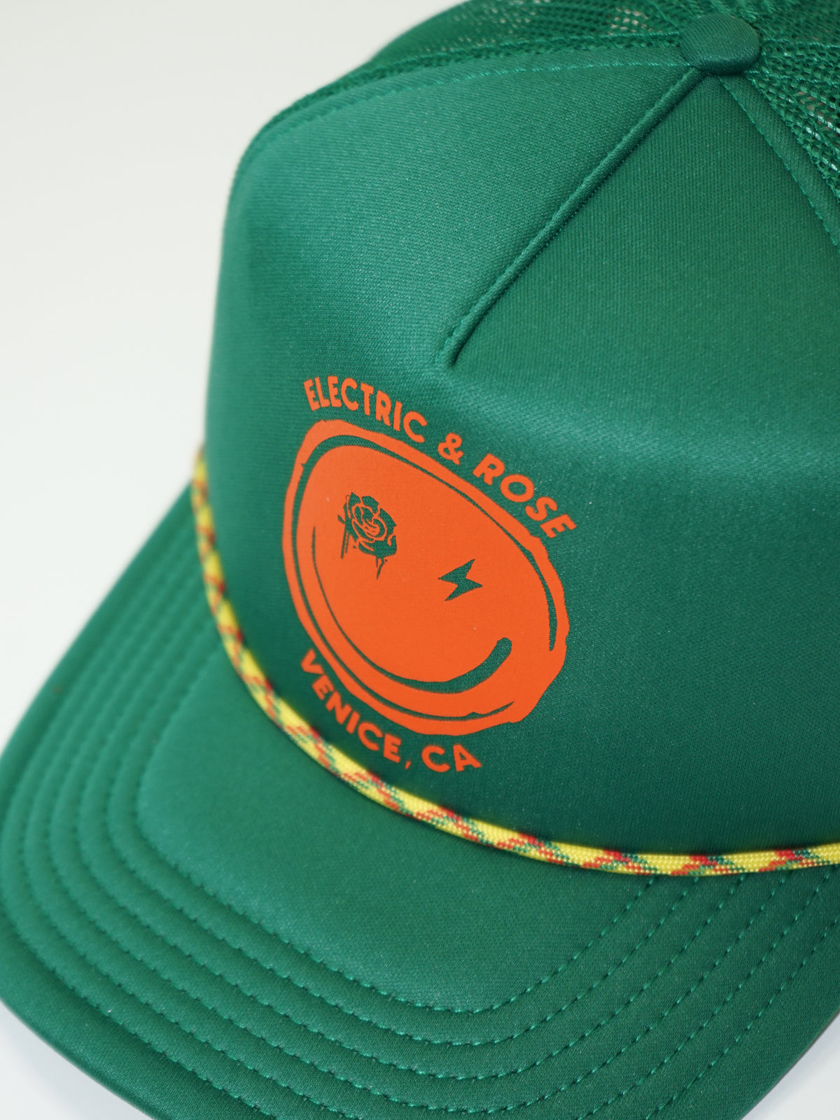 Smiley Trucker Hat - Kelly Green / Orange